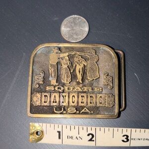 Vintage 1976 Country Western Square Dancers USA Belt Buckle